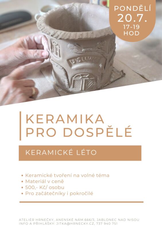Keramické léto - Keramika pro dospělé - 20.7.2026